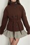 Women's Stand Collar Belted Cashmere Jacket Double Button Short Coat - 4