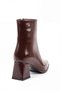 Women's Brown Patent Leather Zippered Winter Heeled Boots Erzal - 6