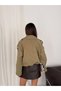 Women's Double-Breasted Collar Short Oversized Cut Long Sleeve Bomber Jacket - 6