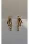 Gold Dangle Earrings with Zircon Stone Detail - 2