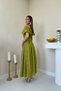 Women's Pistachio Green Scallop Brode Embroidered Ruffled Gipeli Crop Blouse Flared Skirt Set - 5