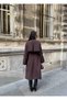 Women's Long Double-Breasted Collared Double-Button Belted Trench Coat - 3