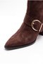 Women's Brown Suede 7 cm Heeled Buckle Winter Boots Dama - 5