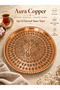 Heavy Hand-Embroidered Copper Tray 1 mm Decorative Presentation and Serving Tray Ac-Tp-003/Round 35 cm