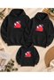Family Matching Printed Hooded Sweatshirt Mother Father Child 3 Threaded Threaded Winter Hoodie (3 Pieces Must Be Purchased for Combination)