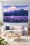 Decorative Wall Covering with Purple Flowers and Cute Cat Pattern - 3