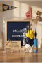 Yellow Navy Blue Fan Decoration Deluxe Set Black Felt Letter Board Stand Balloon Chain Set of 7 Transparent Balloons with Stands - 3