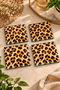 Glass Coaster |   Leopard Themed |   4-Piece Set |   10cm X 10cm