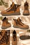 Genuine Leather Leopard Patterned Thick Sole Lace-Up Women's Boots Model Name: Melinoe - 2
