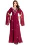 Embellished 1PC abaya dress for women, long Muslim dress with round v neck, Rhinestones & Butterfly Sleeves islamic dresses for Party, Eid and casual wear