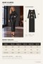Elegant and Sophisticated Elegance |   Women's Round Neck Long Sleeve Bodycon Slim Fit Long Maxi Leather Dress - 6