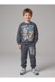 Boy's 67 Printed Shawl Collar Top and Bottom Set