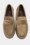 Elie Rome Beige Genuine Suede Leather Serrated Thick Sole Women's Penny Loafer - 5