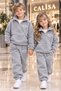 Kids Unisex Children's Shaved Fleece Tracksuit Set with Zipper, Stand-Up Collar and Kangaroo Pockets, 4 Colors