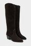Menfis Bitter Brown Suede Leather Pointed Toe Thick Heel Women's Dallas Boots - 4