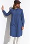 Women's Long Sleeve Tunic Casual Buttoned Indigo Shirt - 4