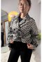 Women's Leopard Patterned Belted Short Jacket – Stylish Model Trench with Waist Fit