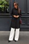 Women's Collared Plain Long Seasonal Black Shirt