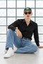 Men's Classic Collar Long Sleeve Casual Black Shirt - 3