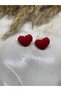 Red and Blue Color Line Textured Heart Shaped Stylish Women's Earrings