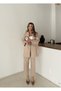 Women's Back-To-Back Sleeves with Bead Embroidery Worked Kimono Pants Set - 7
