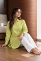 Women's Collared Plain Long Seasonal F.Green Shirt - 3