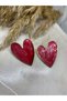 Gold Framed Patterned Heart Shaped Stylish Women's Earrings - 2