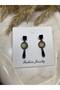 Anthracite Color Square and Drop Stone Blue Round Detailed Dangle Women's Earrings - 3