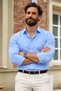 Men's Long Sleeve Classic Collar Blue Shirt - 5