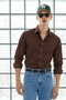 Men's Classic Collar Long Sleeve Casual Brown Shirt