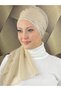 Tesettür Pearl and Silver Stone Striped Detailed Evening Gown Shawl - 5