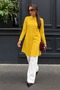 Women's Collared Plain Long Seasonal Mustard Shirt - 6
