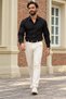 Men's Long Sleeve Classic Collar Black Shirt - 4