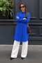 Women's Collared Plain Long Seasonal S.Blue Shirt - 5