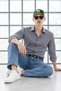 Men's Classic Collar Long Sleeve Casual Anthracite Shirt - 3