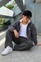 Men's Hooded Full-Pocket Winter Casual Dark Gray Fur Raincoat - 3