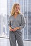 Women's V-Neck Gray Knitwear Sweater - 2