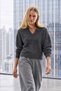 Women's V-Neck Anthracite Knitwear Sweater - 6
