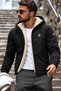 Men's Hooded Zippered Sleeved Sports Winter Black Fur Raincoat