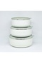 14-16-18 cm 3-Piece Enamel Storage Container, Cream Color - 2