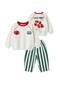 Tomato Club Tomato Printed Sweatshirt + Striped Denim Pants Kids Set - 4