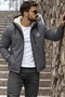 Men's Hooded Zippered Sleeved Sports Winter Dark Gray Fur Raincoat - 4