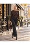 Women's Clothing New Season Bird's Eye Studded Detailed Boat Neck Flowy Blouse - Body - 3