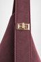 Women's Lilac Burgundy Suede Lock Strap Detailed Organizer Magnetic Closure Shoulder Bag - 6
