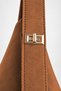 Women's Lilac Tan Suede Lock Strap Detailed Organizer Magnetic Closure Shoulder Bag - 6
