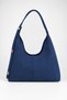 Women's Lilac Navy Blue Suede Lock Strap Detailed Organizer Magnetic Closure Shoulder Bag - 2