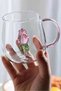 3D Borasilicate Mug with Handle and Rose Figure, Heat Resistant Presentation Coffee Cup, Water, Home Office, Lover's Gift - 3