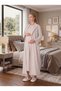 New Season Beige Patterned 100% Cotton Winter Long Sleeve Full Length Special Design Maternity Pajamas Nightgown Set - 5