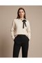 Women's Elegant Lace Ribbon Detailed Soft Textured Knitwear Sweater
