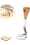Stainless Steel Potato Masher with Wooden Handle,Ergonomic Mini Avocado and Vegetable Food Masher,Rust-Resistant Kitchen Tool